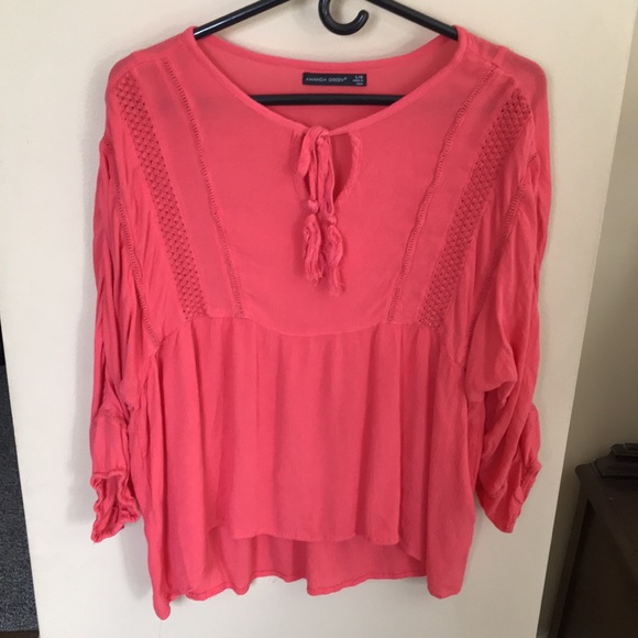 Amanda Green pink blouse size Large - Picture 2 of 16